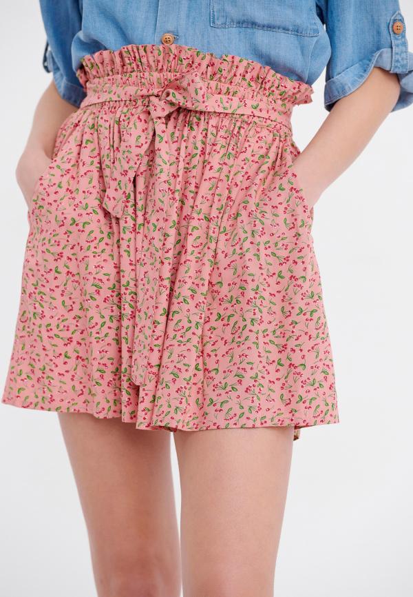 Φλοράλ μίνι φούστα με ελαστική μέση