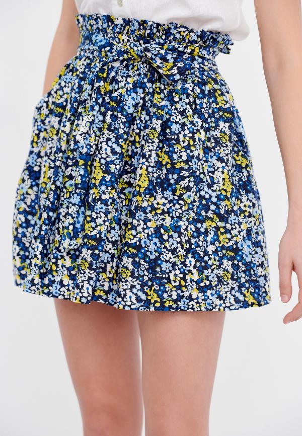 Φλοράλ μίνι φούστα με ελαστική μέση