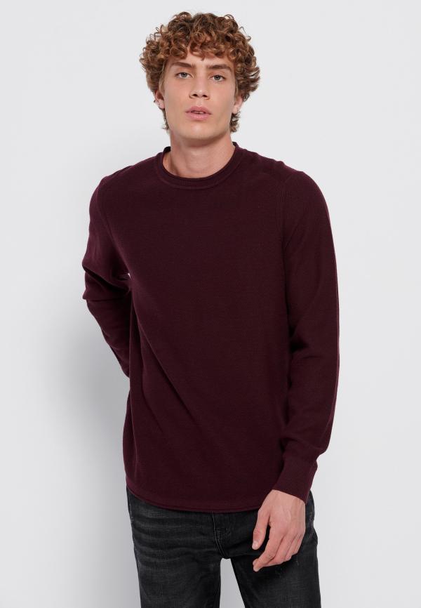 Casual πλεκτή μπλούζα με στρογγυλή λαιμόκοψη