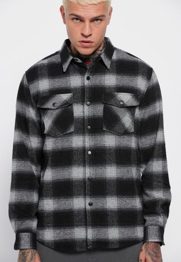 Oversized flannel overshirt με τσέπες