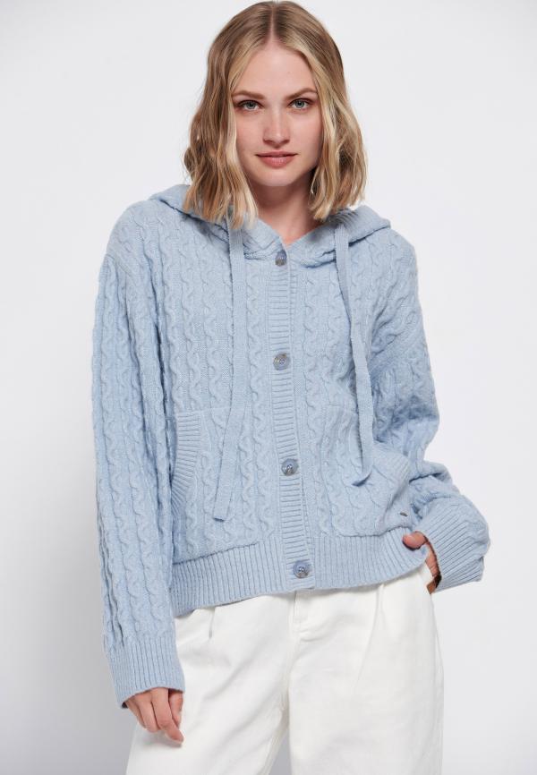 Πλεκτή ζακέτα με κουκούλα