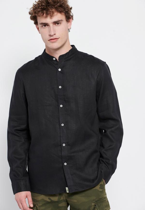 Λινό πουκάμισο με λαιμό mao