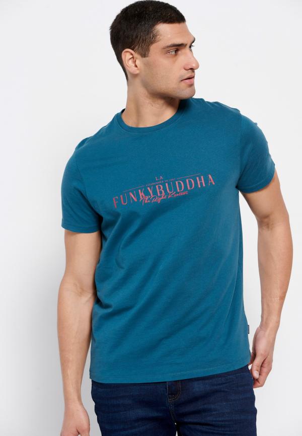 Βαμβακερό t-shirt με Funky Buddha τύπωμα