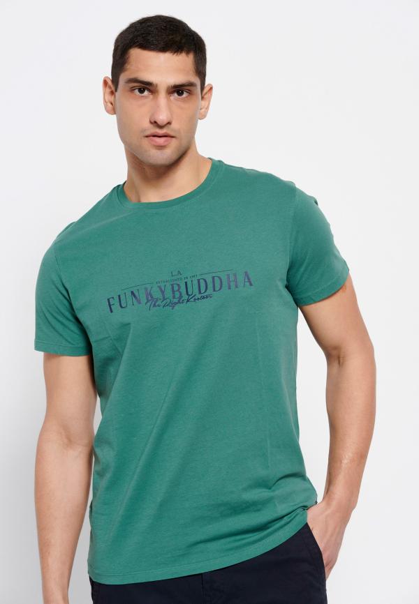 Βαμβακερό t-shirt με Funky Buddha τύπωμα