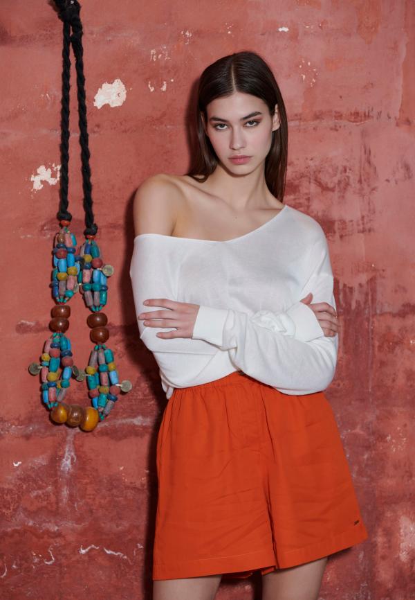 Γυναικείο σορτς από lyocell με ελαστική μέση