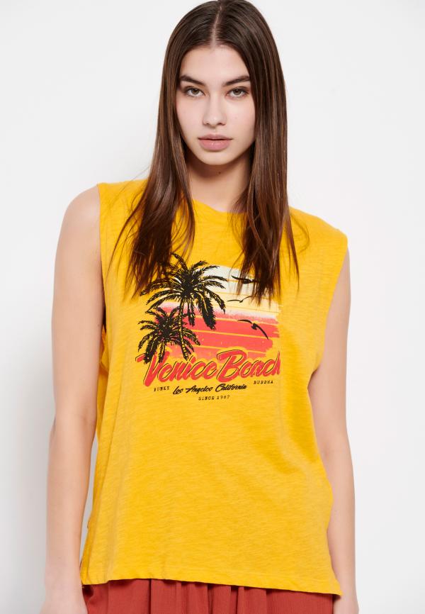 Γυναικείο αμάνικο t-shirt με τύπωμα