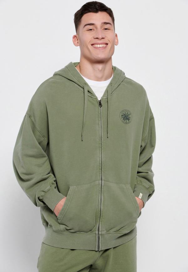 Oversized φούτερ ζακέτα με τύπωμα στο στήθος