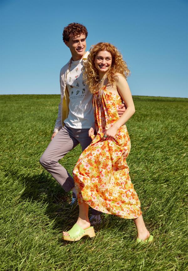 Oversized fit εμπριμέ μάξι φόρεμα