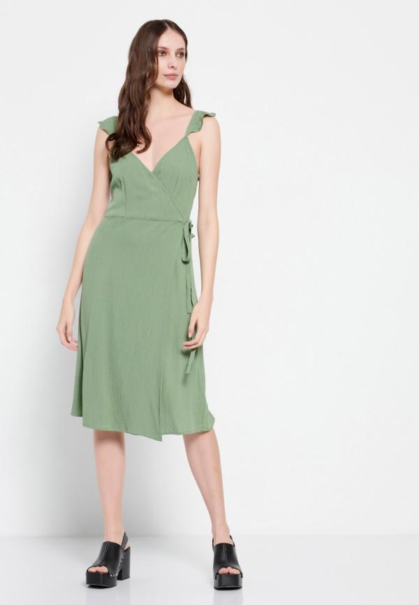 Μονόχρωμο κρουαζέ φόρεμα