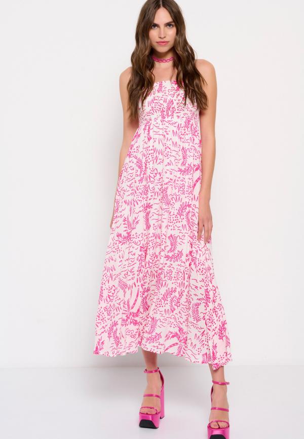 Εμπριμέ maxi φόρεμα με τιράντες