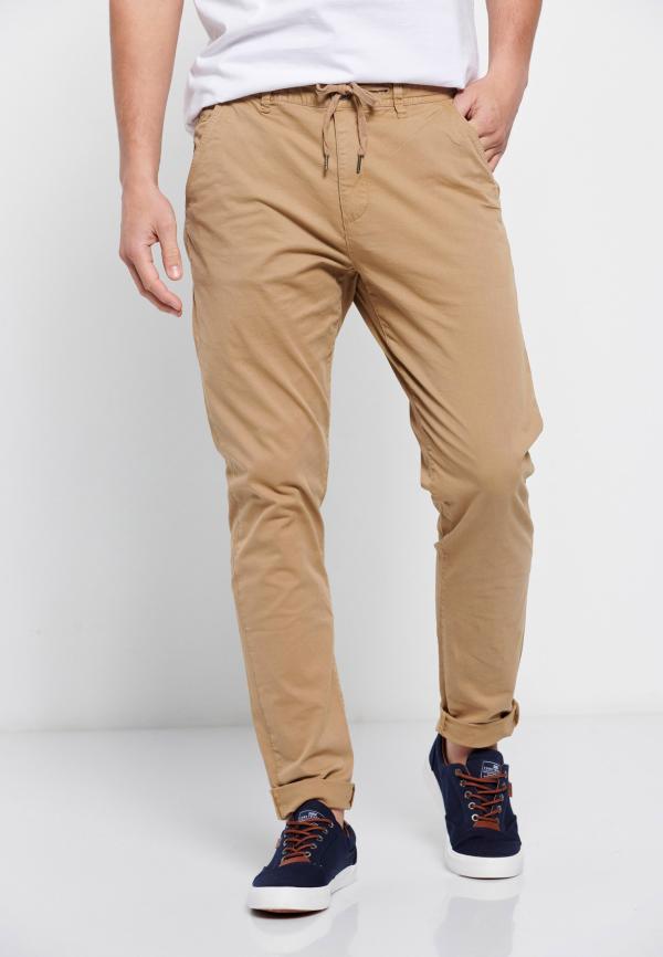 Garment dyed chino παντελόνι με κορδόνι στη μέση