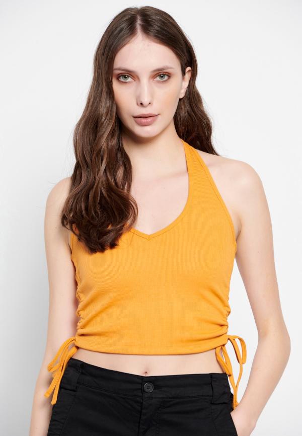 Halter neck τοπ σε ύφανση rib