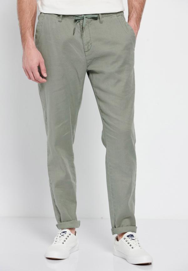 Garment dyed linen blend chino παντελόνι