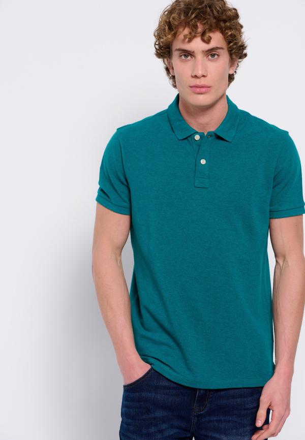 Μπλούζα polo σε μελανζέ ύφασμα