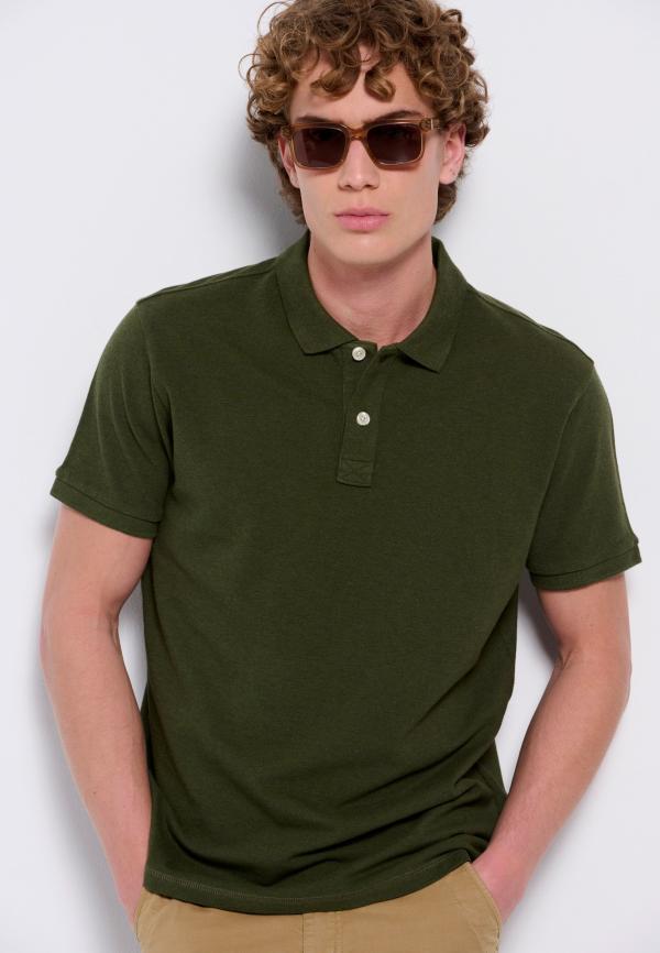 Μπλούζα polo σε μελανζέ ύφασμα