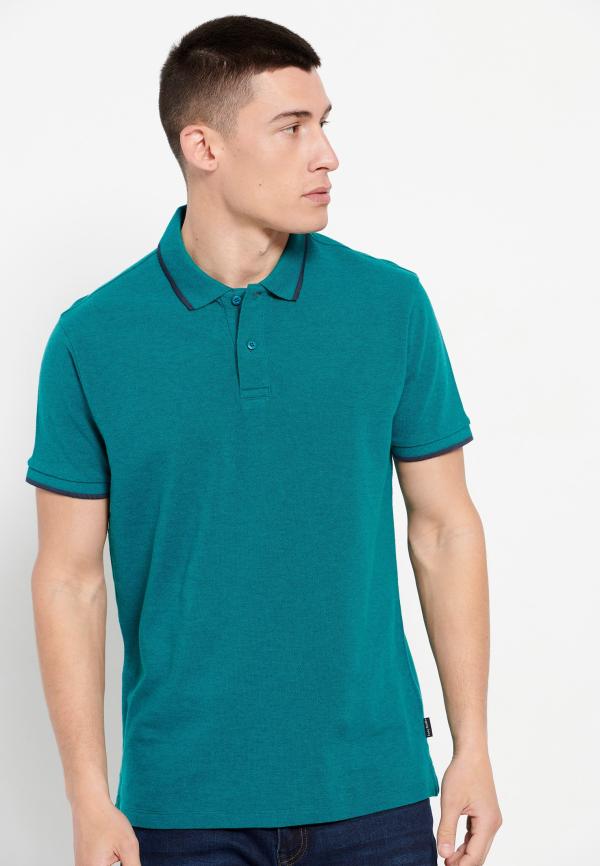 Essential μπλούζα polo σε μελανζέ ύφασμα