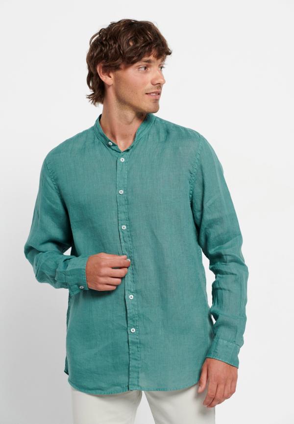 Λινό πουκάμισο με λαιμό mao