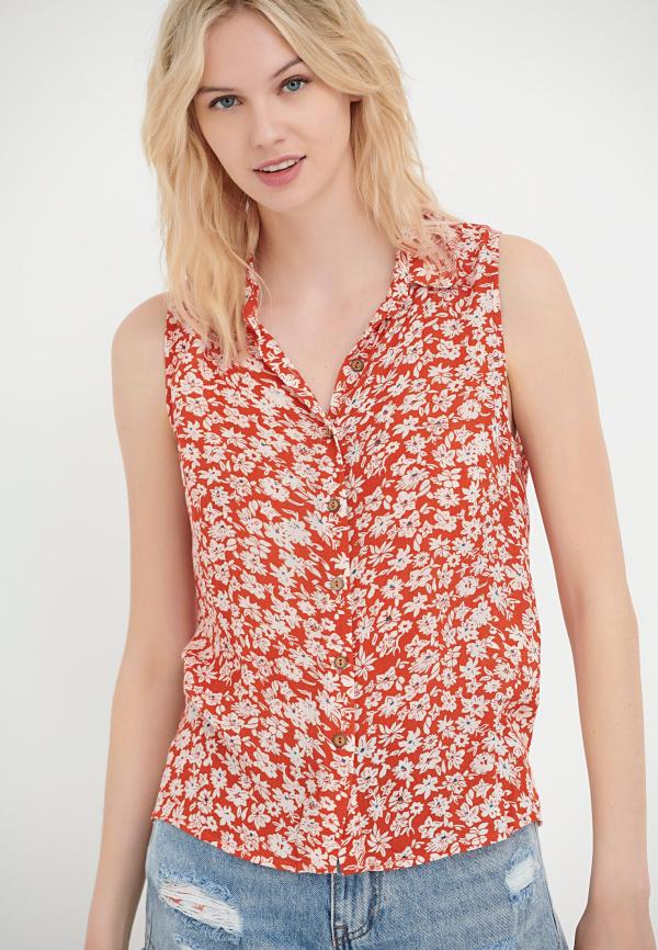 Αμάνικο εμπριμέ πουκάμισο από βισκόζη