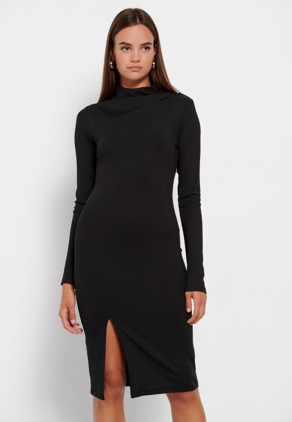 Μίντι φόρεμα σε ύφανση rib