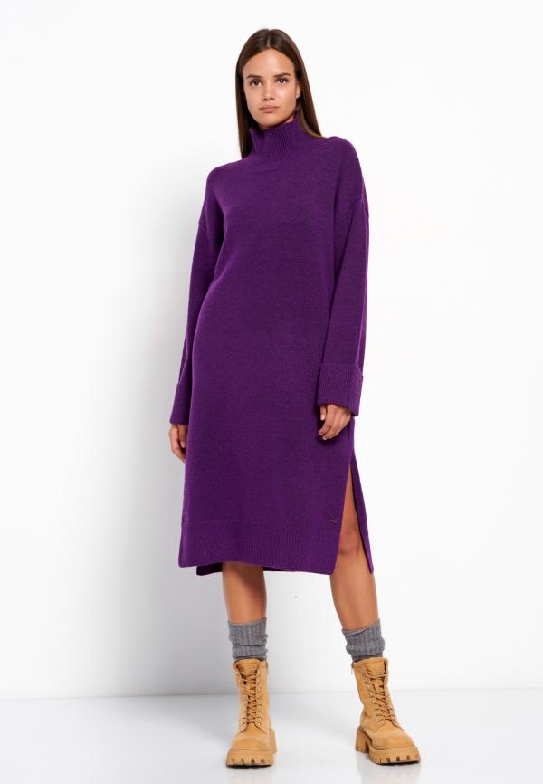 Μίντι πλεκτό φόρεμα με πλαϊνά σκισίματα