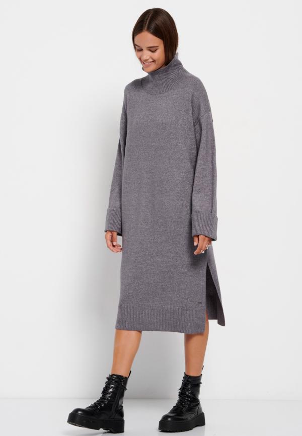 Μίντι πλεκτό φόρεμα με πλαϊνά σκισίματα