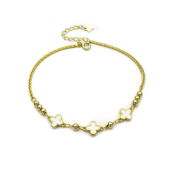 Γυναικείο βραχιόλι με λευκά σταυρουδάκια επίχρυσο BG138