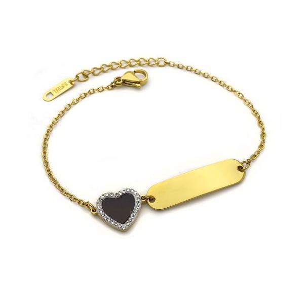 Βραχιόλι με πλακέτα για χάραξη από ατσάλι χρυσό BG232