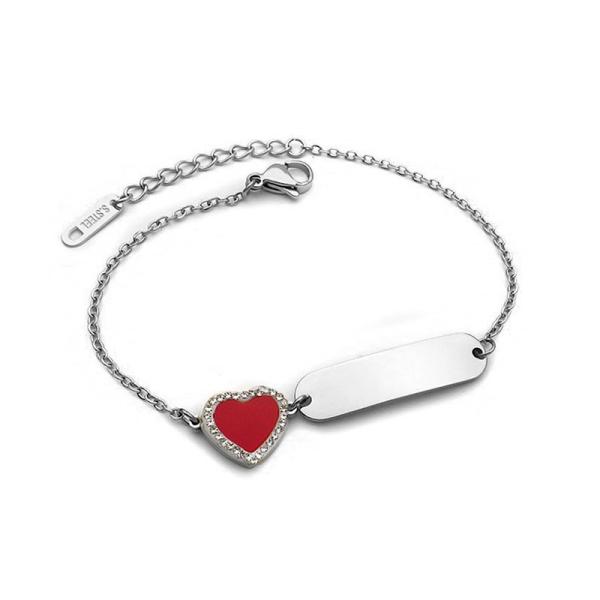Γυναικείο Βραχιόλι με πλακέτα για χάραξη από ατσάλι BG233