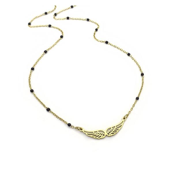 Κολιέ φτερά αγγέλου από ατσάλι επίχρυσο KL246