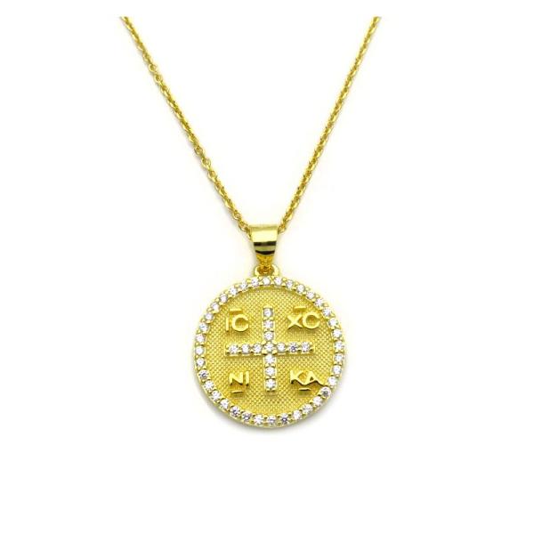 Κωνσταντινάτο κολιέ από Ασήμι 925 επιχρυσωμένο KL259