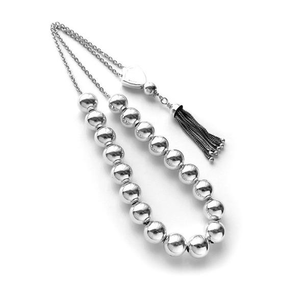 Ασημένιο κομπολόι λουστρέ μπίλιες 10mm