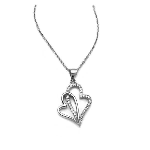 Υπέροχη καρδιά με πέτρες ασημένια MK112