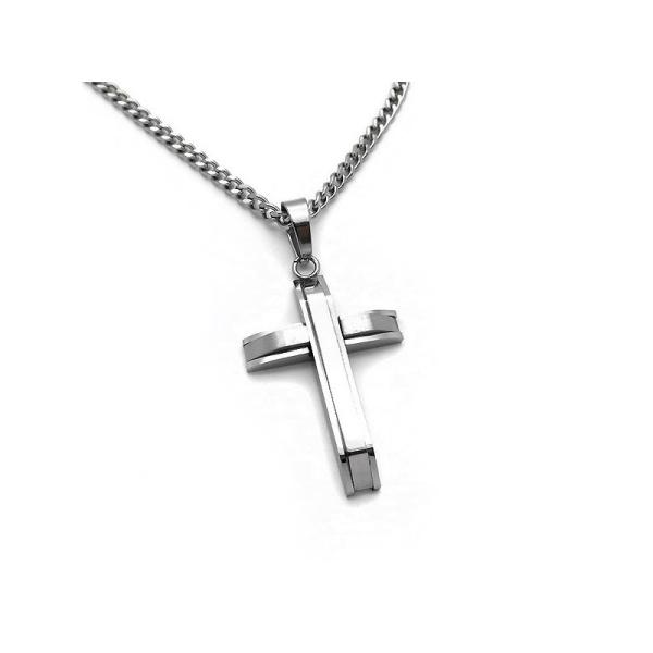 Υπέροχος απλός ανδρικός σταυρός από ατσάλι SA172