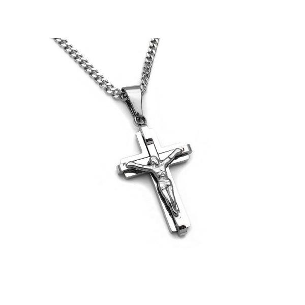Υπέροχος Σταυρός ανδρικός με αλυσίδα από ατσάλι SA208