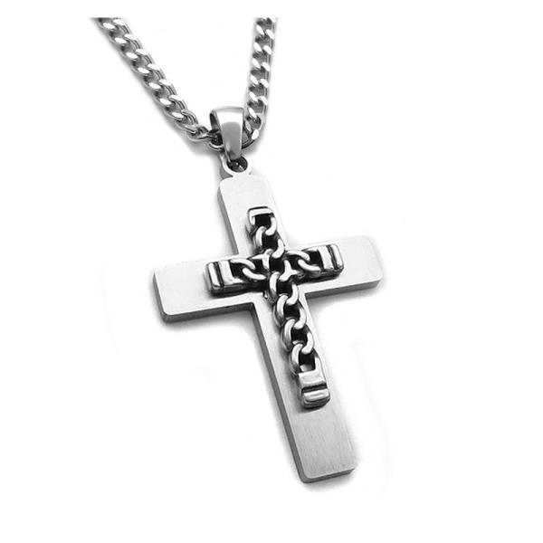Υπέροχος ανδρικός σταυρός από ατσάλι SA277