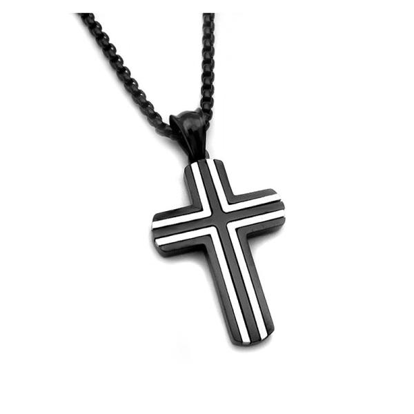 Ανδρικός σταυρός δίχρωμος από ατσάλι SA280