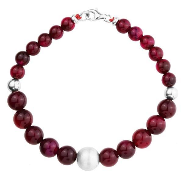 Χειροποίητο Βραχιόλι Agate Ruby από ασήμι 925°