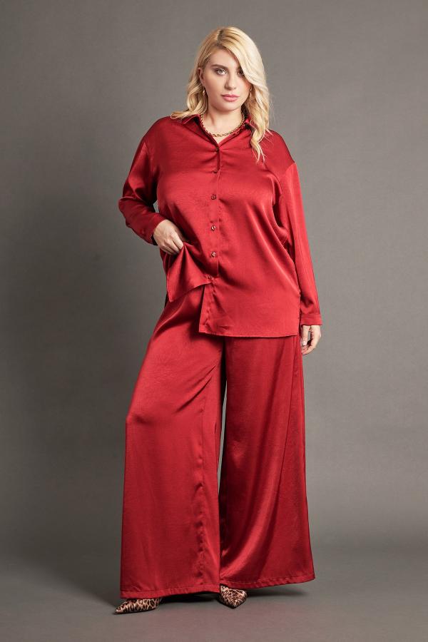 PRBT Παντελόνα φαρδιά σατέν