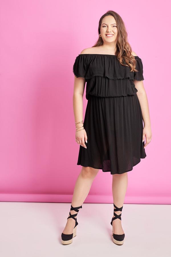 PRBT Φόρεμα μίνι έξωμο με πον πον