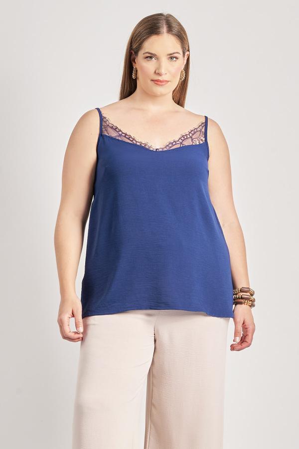 Lingerie τοπ με δαντέλα washed ανάγλυφο