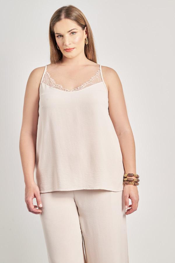 Lingerie τοπ με δαντέλα washed ανάγλυφο