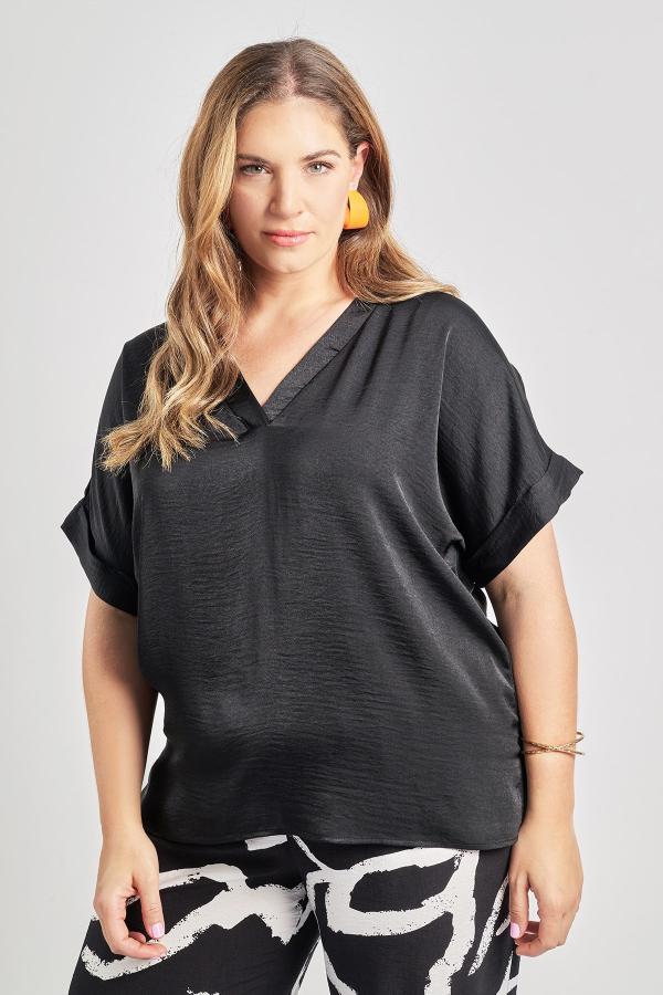 Μπλούζα σατινέ με V