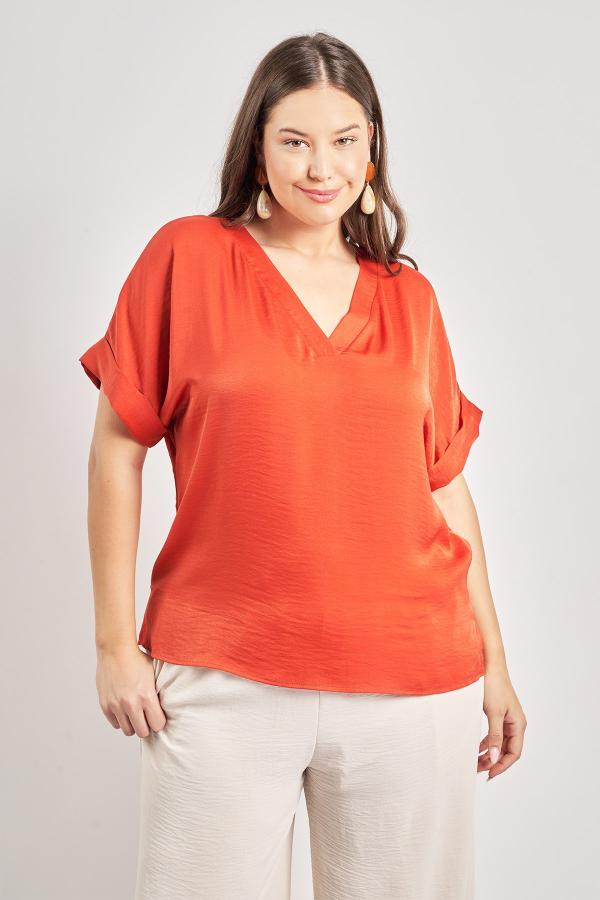 Μπλούζα σατινέ με V