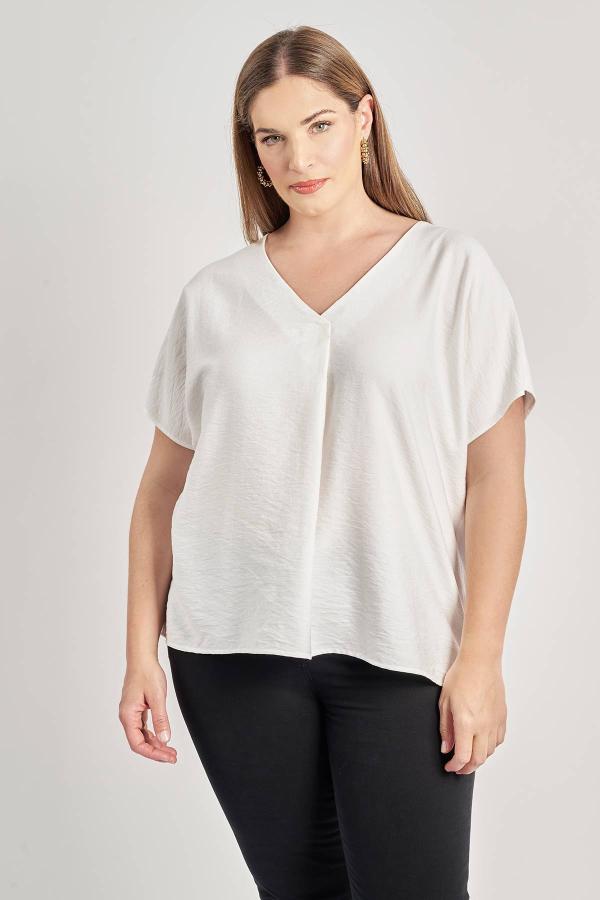 Μπλούζα με κουφόπιετα όψη λινό