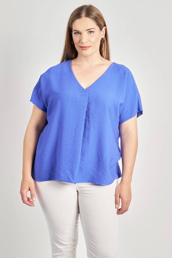 Μπλούζα με κουφόπιετα όψη λινό