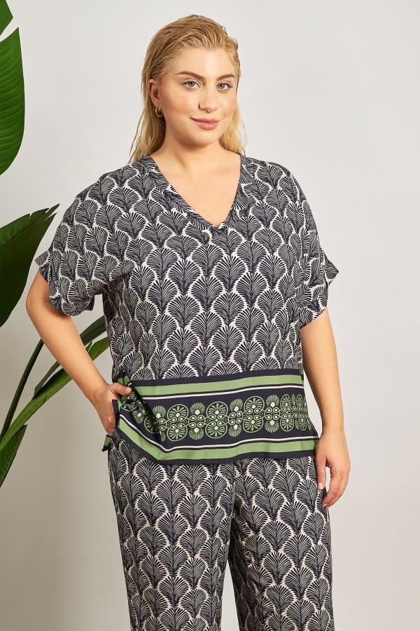 Μπλούζα βισκόζης εμπριμέ κοχύλι