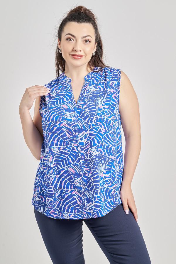 Μπλούζα βισκόζη αμάνικη εμπριμέ botanical