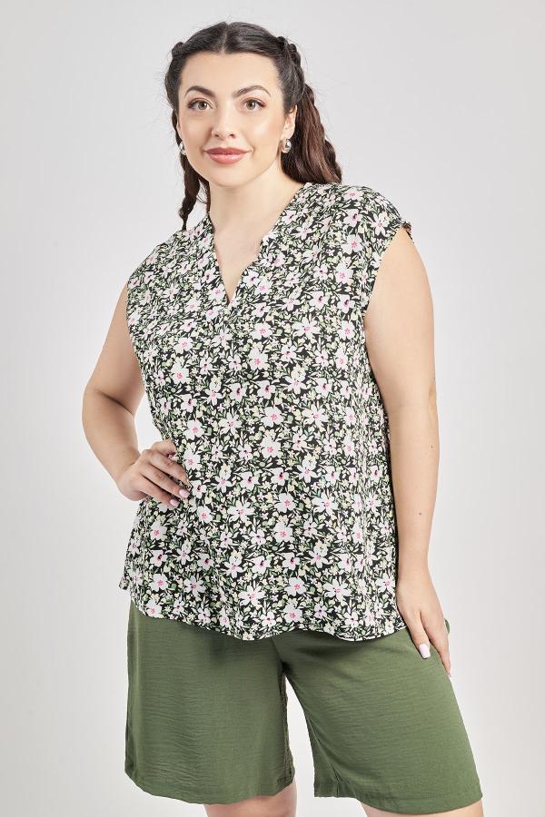 Μπλούζα βισκόζη αμάνικη εμπριμέ φλοράλ