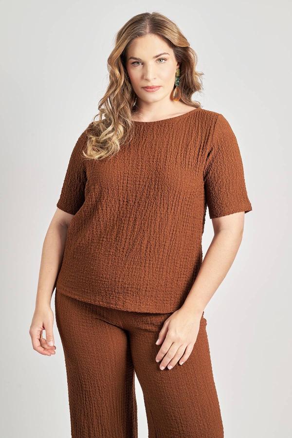 Μπλούζα γκοφρέ κοντομάνικη