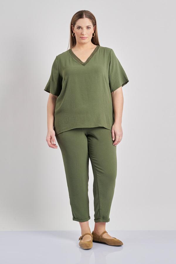 Παντελόνι washed με ρεβέρ